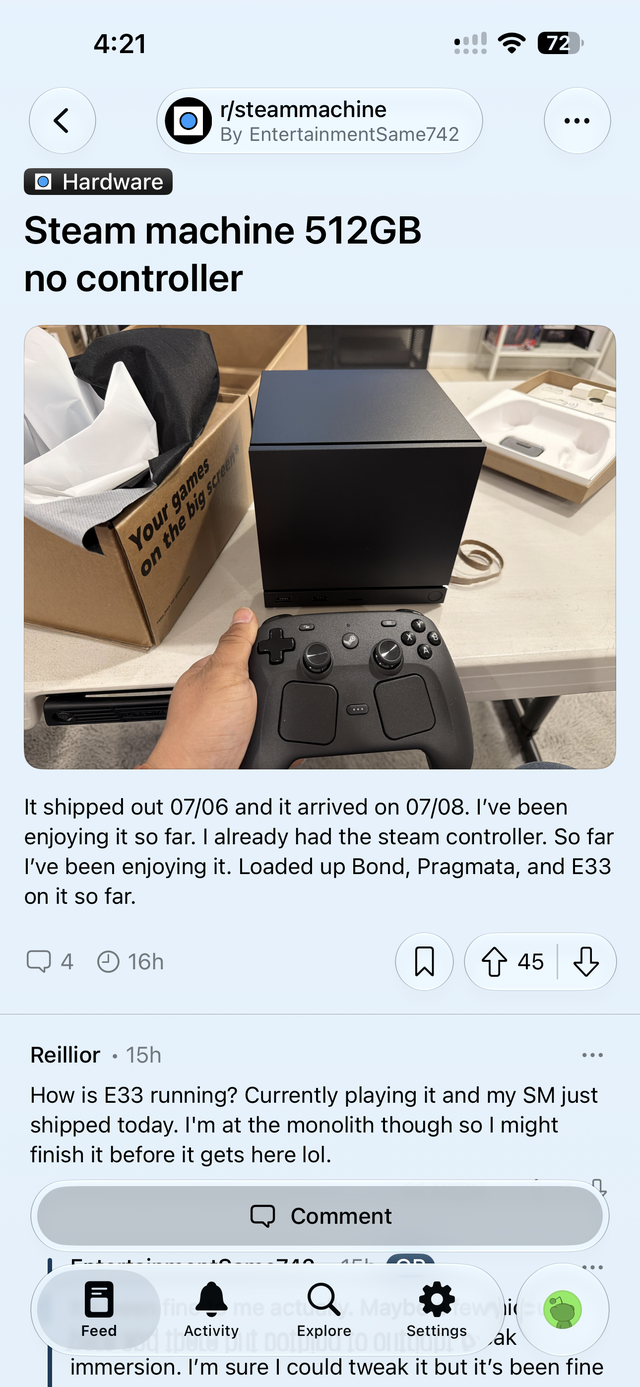 A Reddit post and its comments in Helios