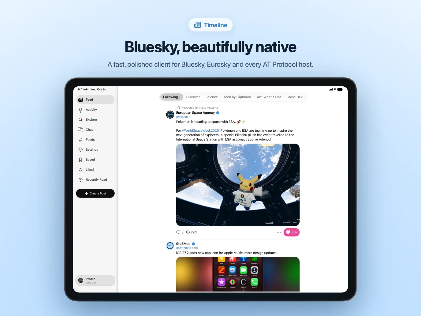 iPad: Bluesky, beautifully native
